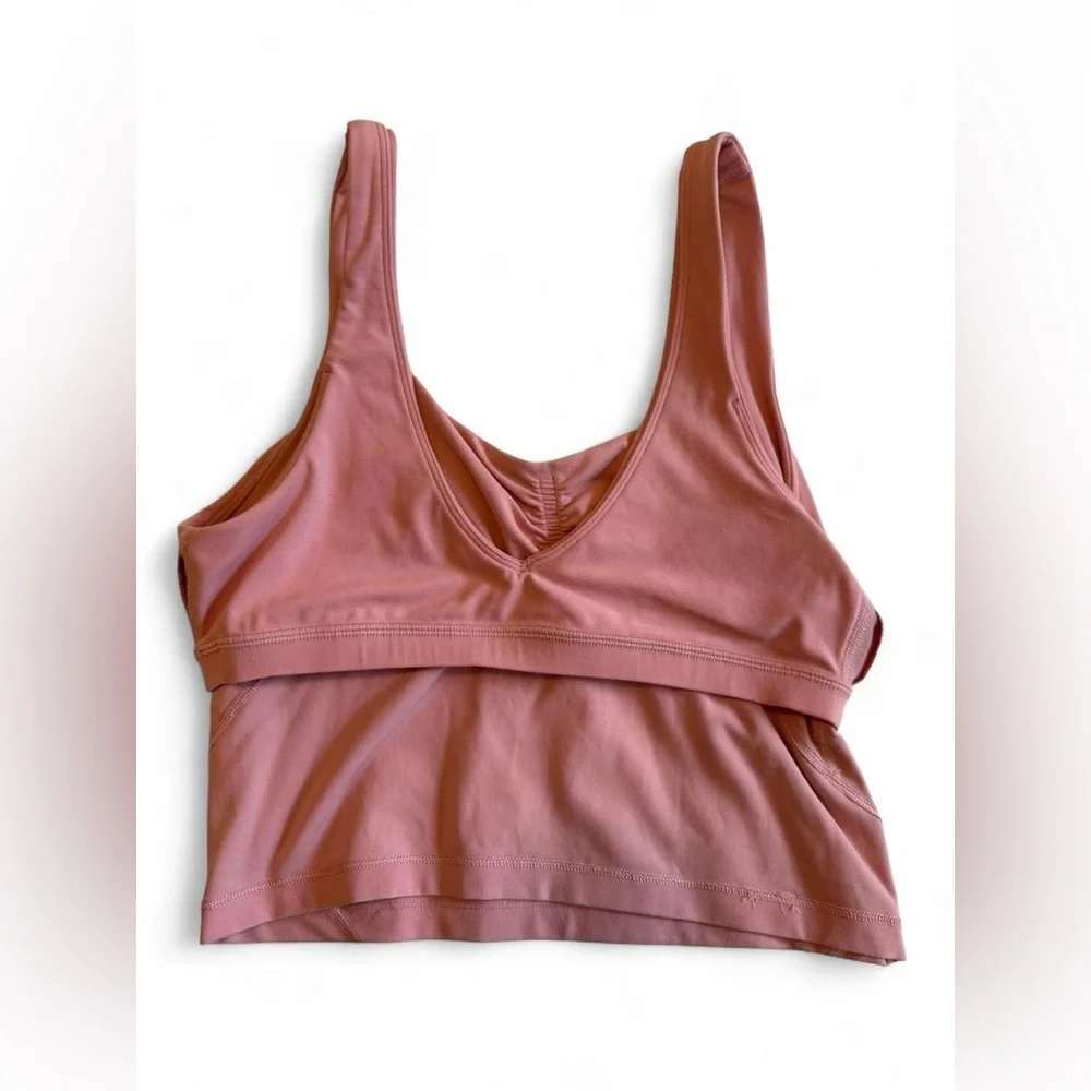 Lululemon Align Gathered-Front Tank Top Pink Puff Size 6 Nulu Yoga Crop